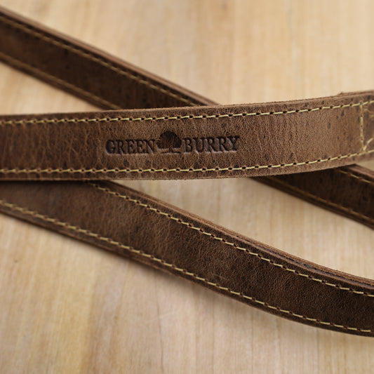 Leder Hundeleine 190cm robust Karabiner D-Ringe vintage Look