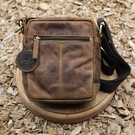 Umhängetasche Leder vintage Seitenansicht eleganter Look