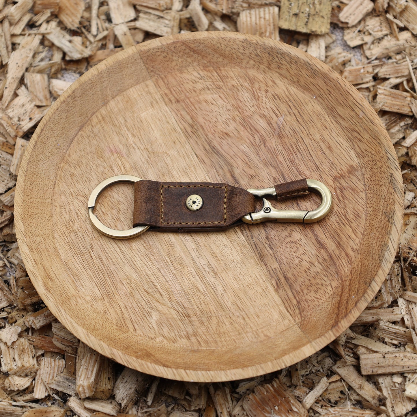 Schlüsselanhänger Leder vintage antikbraun 13x3cm Karabiner GREENBURRY