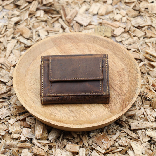 "Leder Geldbörse klein geöffnet 2 Kartenfächer 2 Scheinfächer XXS Size Vintage"