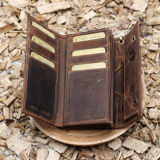 "Leder Geldbörse Biker Style geöffnet 10 Kartenfächer 2 Scheinfächer"