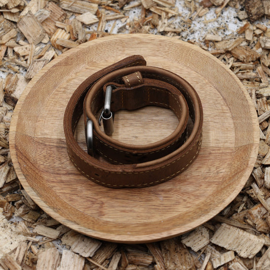 "Robustes Hundehalsband Leder braun verstellbar 46-53cm Halsumfang"