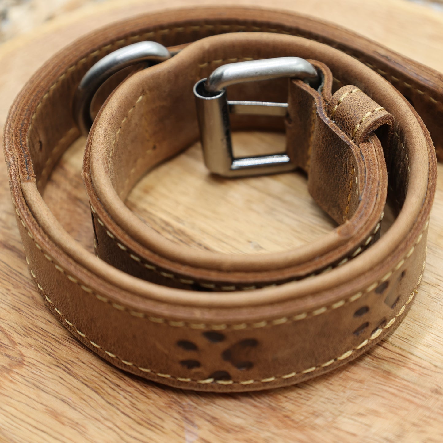 "Braunes Leder Hundehalsband Vintage Greenburry 46-53cm mit D-Ring"