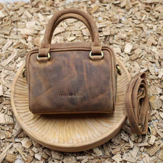 "Leder Umhängetasche Mini Vintage verstellbarer Schultergurt abnehmbarer Tragegurt"