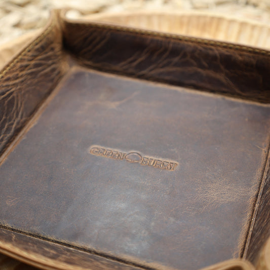 Leder Taschenleerer Ablagegeschale vintage Logo robust