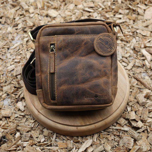 Leder Umhängetasche vintage 18x21cm antikbraun GREENBURRY