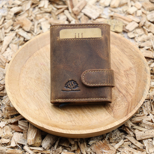 "Kartenetui Leder 8x10cm Münzfach Scheinfach Vintage 3in1 FIGURETTA Alucase RFID"