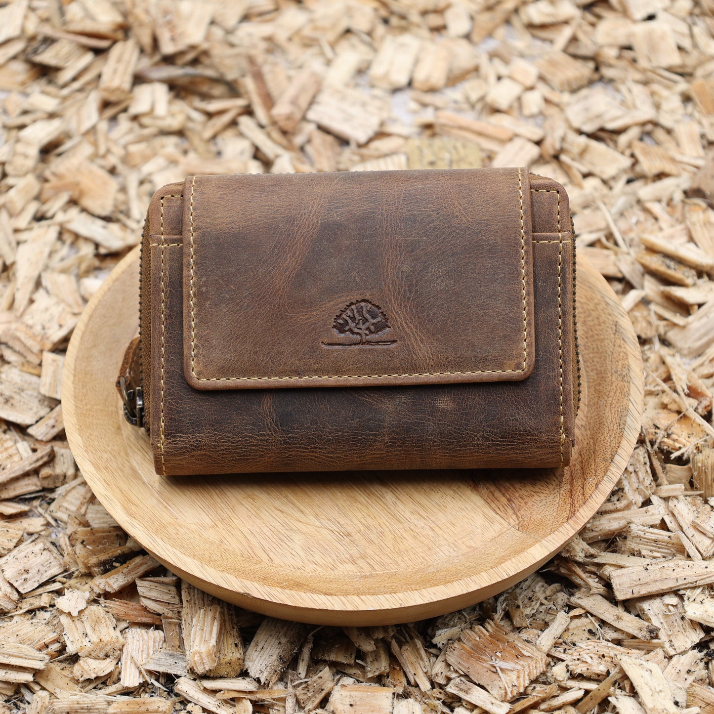"Geldbörse Leder braun 13x9cm Vintage 15 Kartenfächer RFID Schutz antikbraun Greenburry"