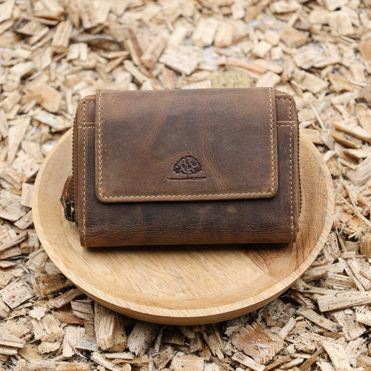 "Geldbörse Leder braun 13x9cm Vintage 15 Kartenfächer RFID Schutz antikbraun Greenburry"