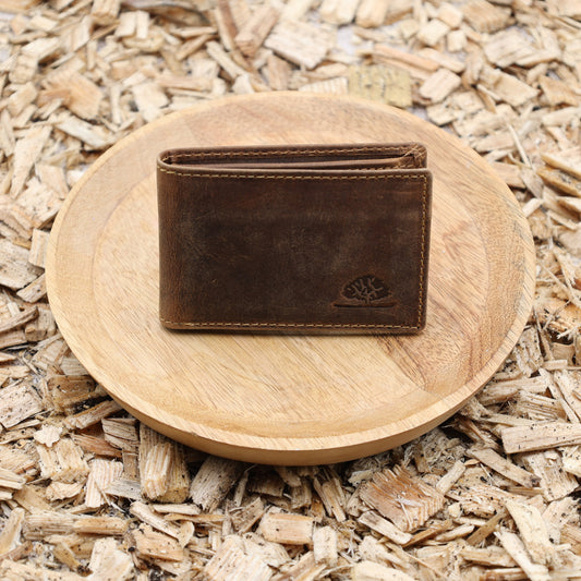 Kleine Geldbörse Leder braun 10x7cm Vintage antikbraun Greenburry kompakt Druckknopf