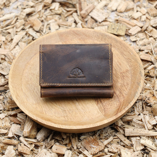 "Kleine Geldbörse Leder braun 9x7cm XXS Vintage antikbraun Greenburry minimal"