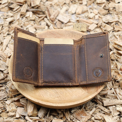 "Kleine Geldbörse Leder Kleingeldfach Lederboden 9x7cm minimal Vintage antikbraun"
