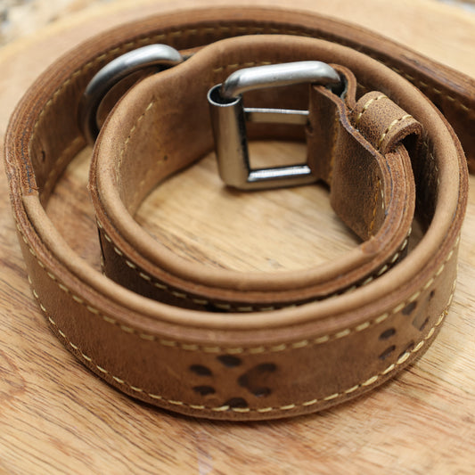 "Braunes Leder Hundehalsband Vintage Greenburry 46-53cm mit D-Ring"