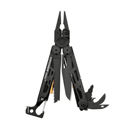 Leatherman Signal mit allen 19 Funktionen ausgeklappt. Schwarz